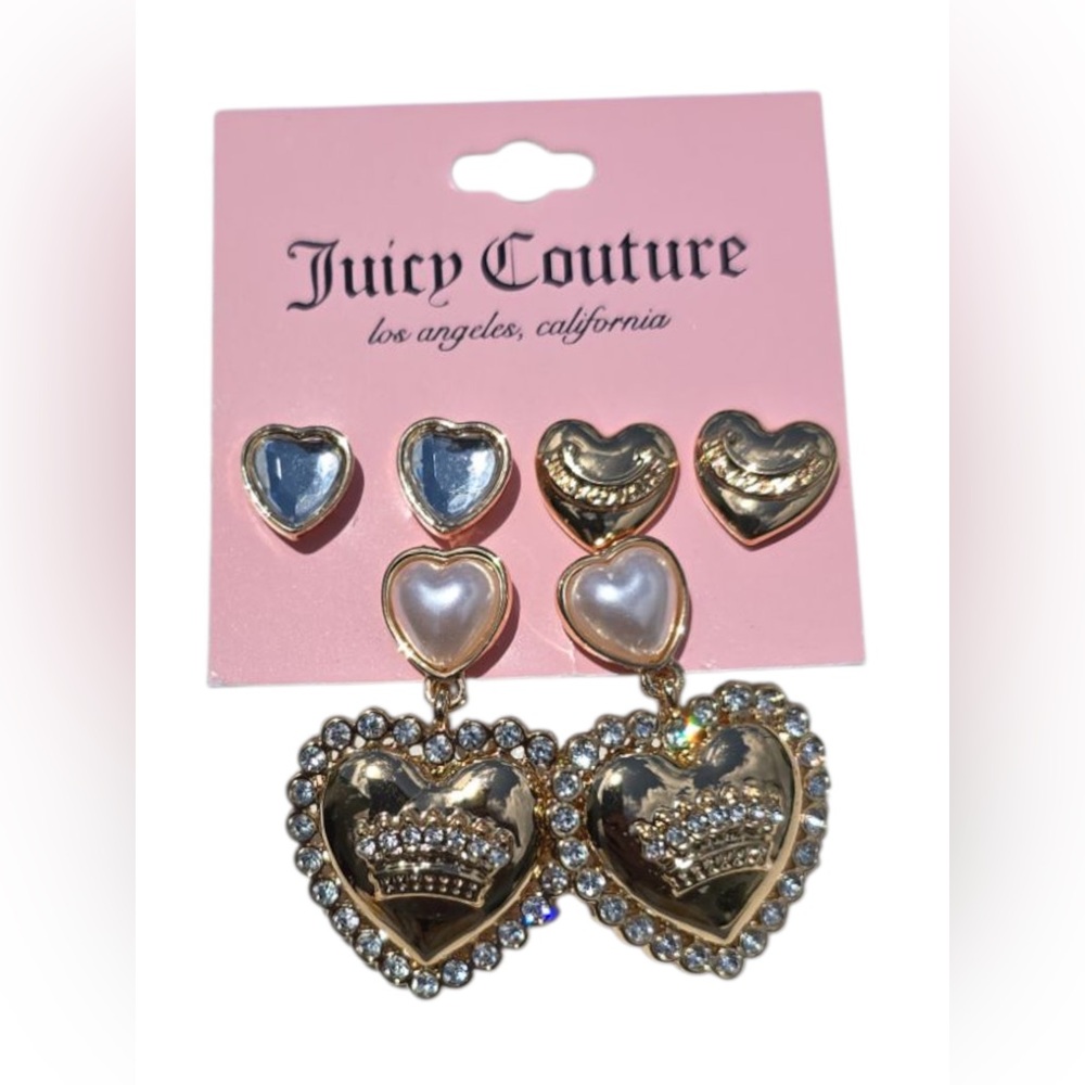 Juicy Couture 3pc Gold Heart Earrings
